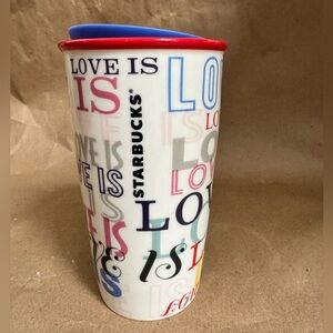 Starbucks Love Is Love Double Walled Ceramic Travel Tumbler. 12oz
